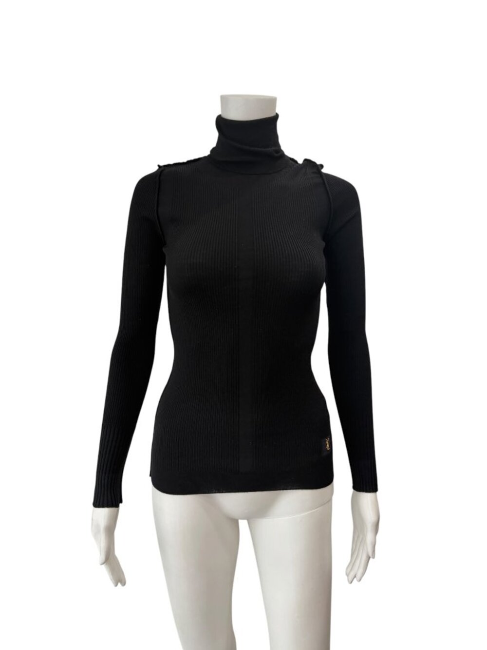 Yves Saint Laurent Black Knit Turtleneck Slim Fit Sweater size Small